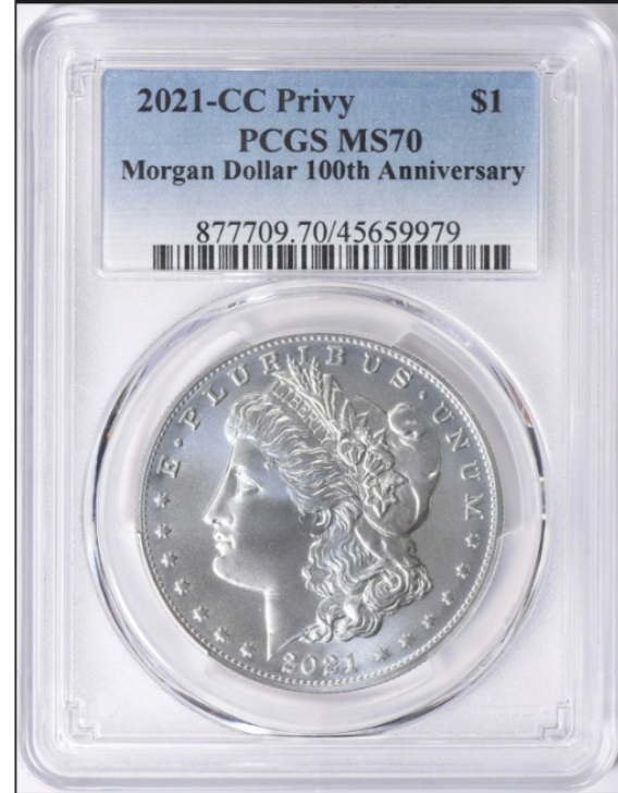 2021-CC Morgan Silver Dollar "CC Privy" 100th Anniversary PCGS Mint State 70