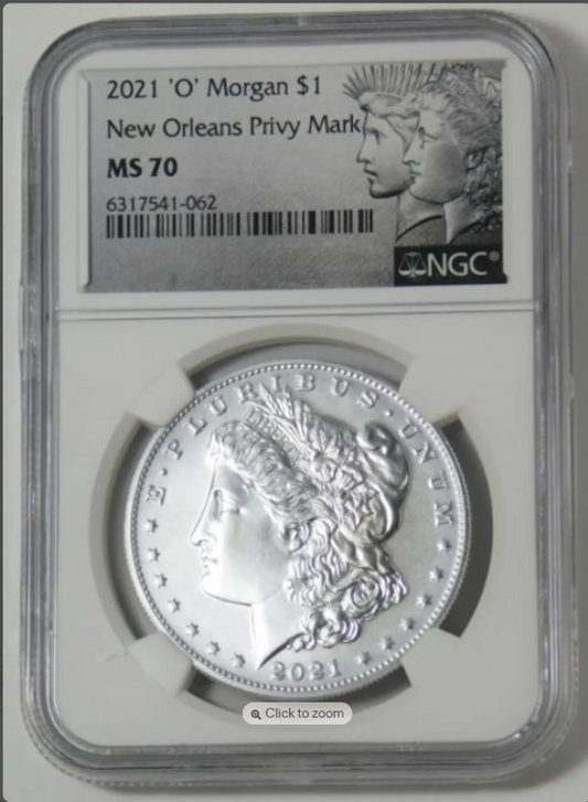 2021-O Morgan Silver Dollar "O Privy" 100th Anniversary! Top Grade NGC MS-70