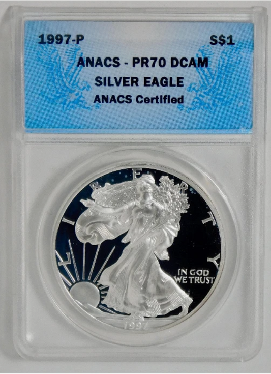 1997-P Silver Eagle Top Grade! ANACS Gem Proof 70 DCAM