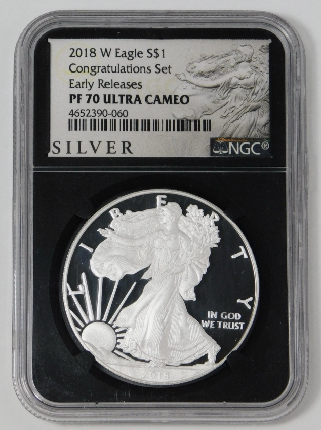 2018-W Silver Eagle Early Releases! Top Grade! NGC Proof-70 UC (Black Retro Holder)