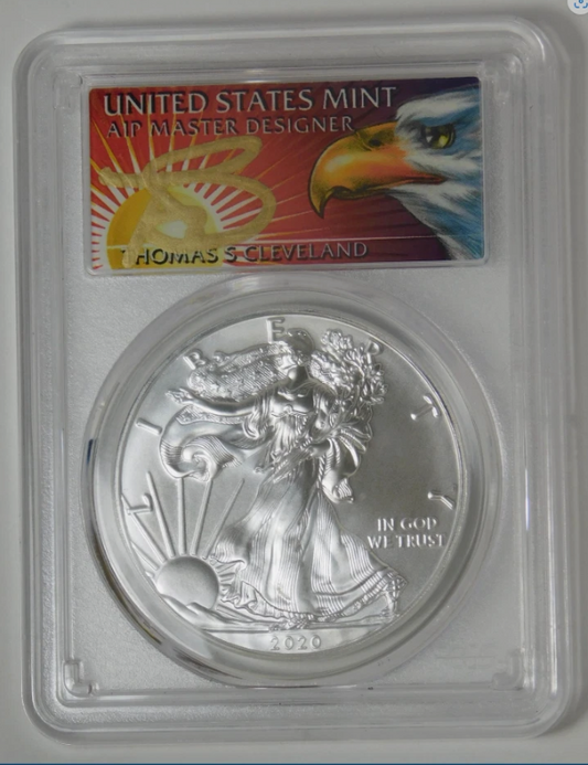 2020 American Silver Eagle First Day Issue. Top Grade! PCGS MS-70