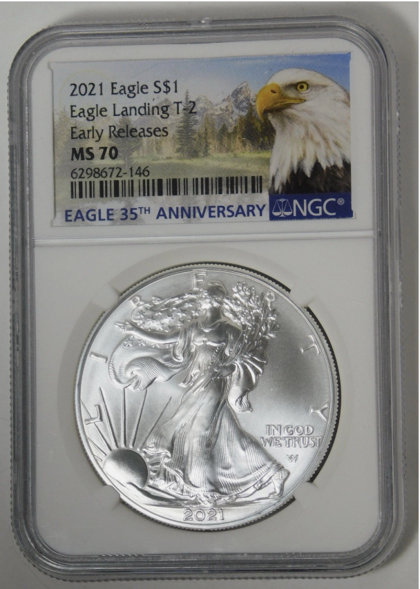 2021 American Silver Eagle Top Grade! Early Releases NGC MS-70