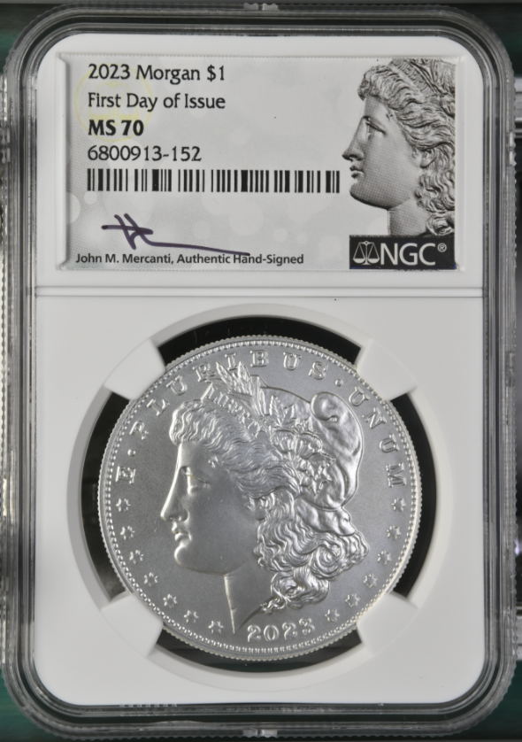 2023-S Morgan Silver Dollar First Day of Issue! NGC Proof-70 UC Mercanti Signed