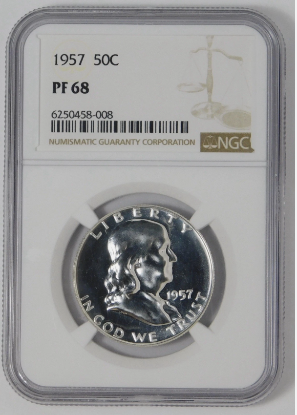 1957 Silver Franklin Half Dollar High Grade! NGC Proof-68