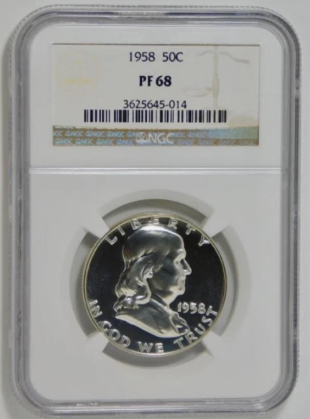 1958 Franklin Silver Half Dollar "High Grade" NGC Proof 68