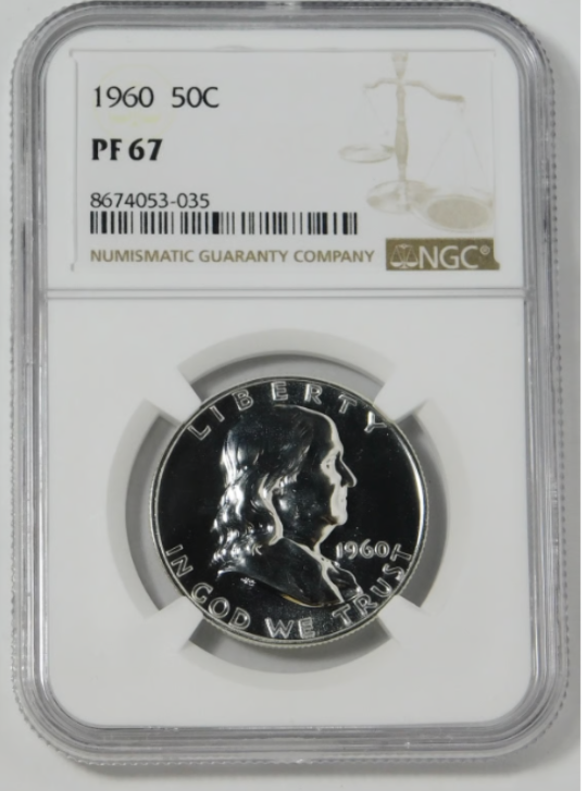 1960 Silver Franklin Half Dollar. NGC Gem Proof 67