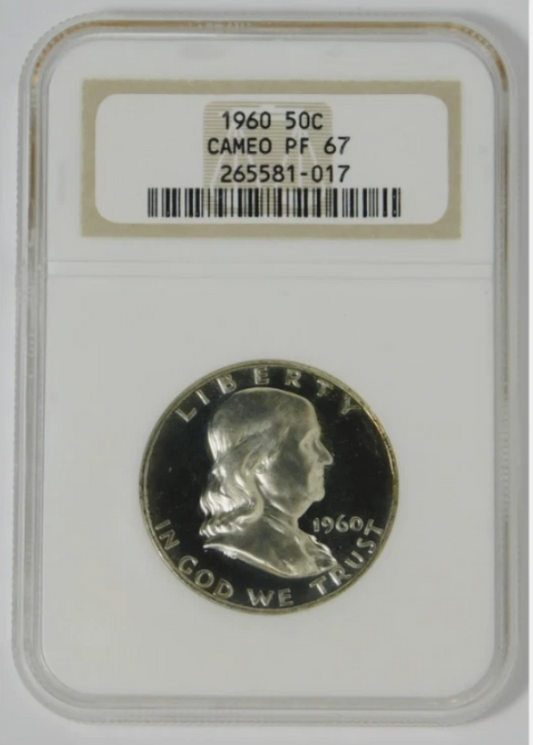 1960 Silver Franklin Half Dollar NGC Proof-67 CAMEO
