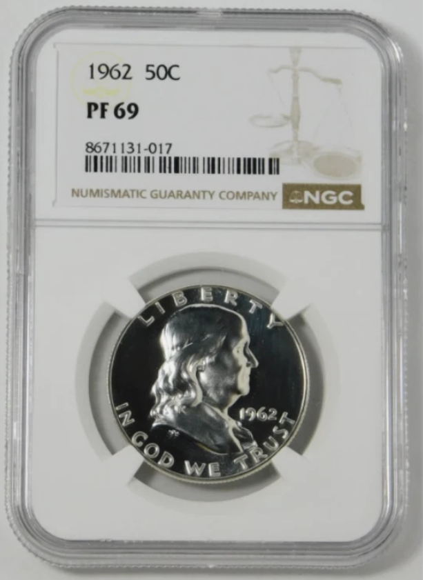 1962 Silver Franklin Half Dollar BIG GRADE! NGC Proof 69