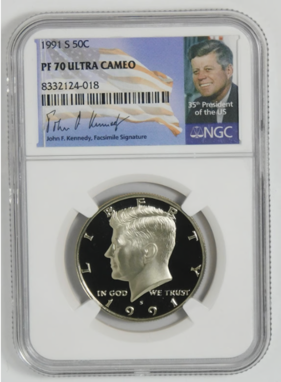 1991 S Kennedy Half Dollar TOP GRADE! NGC Gem Proof 70 Ultra Cameo