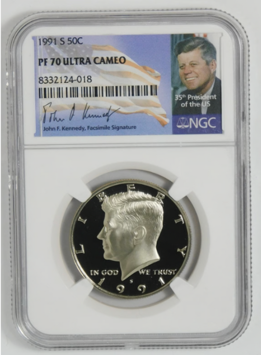 1991 S Kennedy Half Dollar TOP GRADE! NGC Gem Proof 70 Ultra Cameo