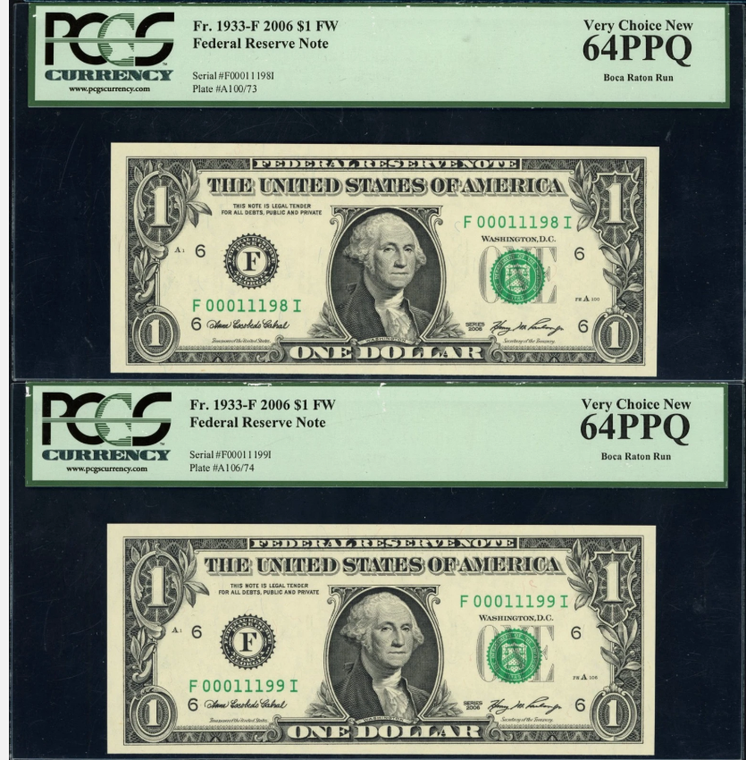 2006 Federal Reserve Notes *Sequential Serial # Pair* PCGS Very Choice New 64PPQ
