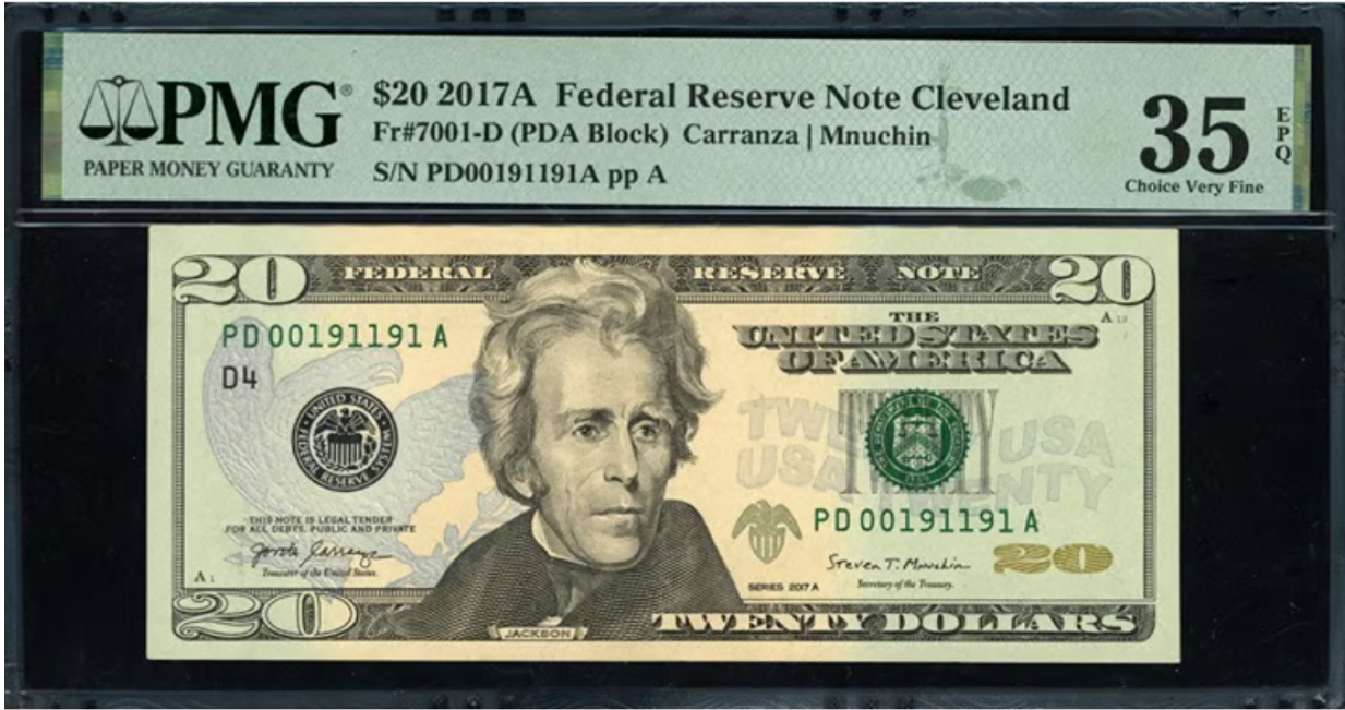 2017A Federal Reserve *Repeater Serial No.* PMG Choice Very Fine 35 EPQ