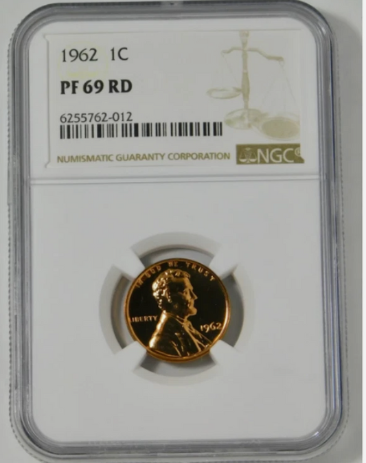 1962 Lincoln Wheat Cent BIG GRADE! NGC Gem Proof 69 RD. Amazing Surfaces!