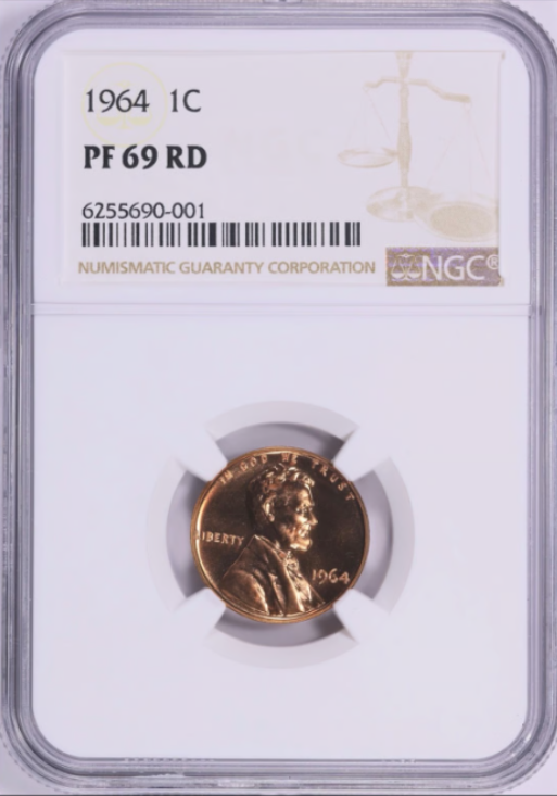 1964 Lincoln Cent BIG GRADE! Ngc Gem Proof 69 RD