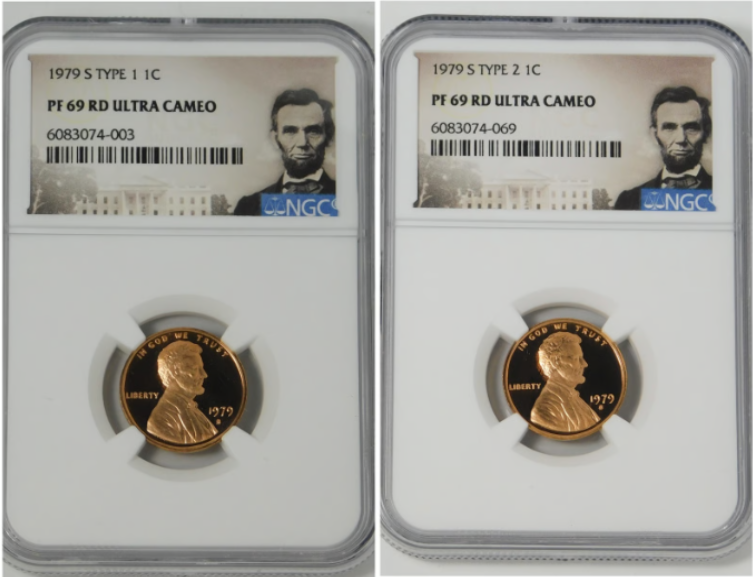 1979-S Lincoln Cent Type 1 & Type 2 NGC Proof 69 Ultra Cameo (Lincoln Labels)