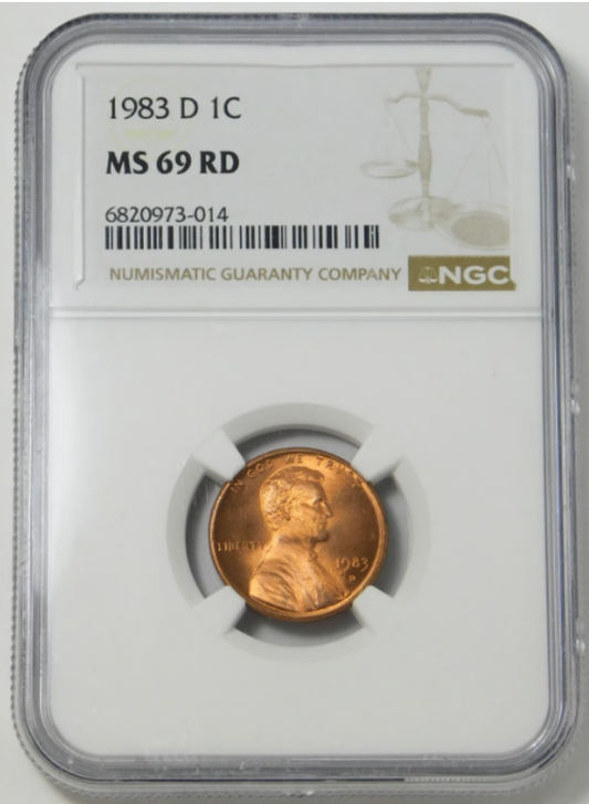 RARE! 1983-D Lincoln Cent BIG GRADE! LOW POP! NGC MS-69 RD