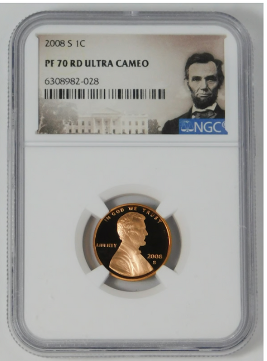 2008-S Lincoln Cent TOP GRADE! Gem Proof 70 RD Ultra Cameo Lincoln Label