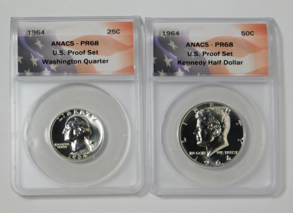 1964 Silver Proof Set HIGH GRADE! ANACS Proof 68 (5 Coins)