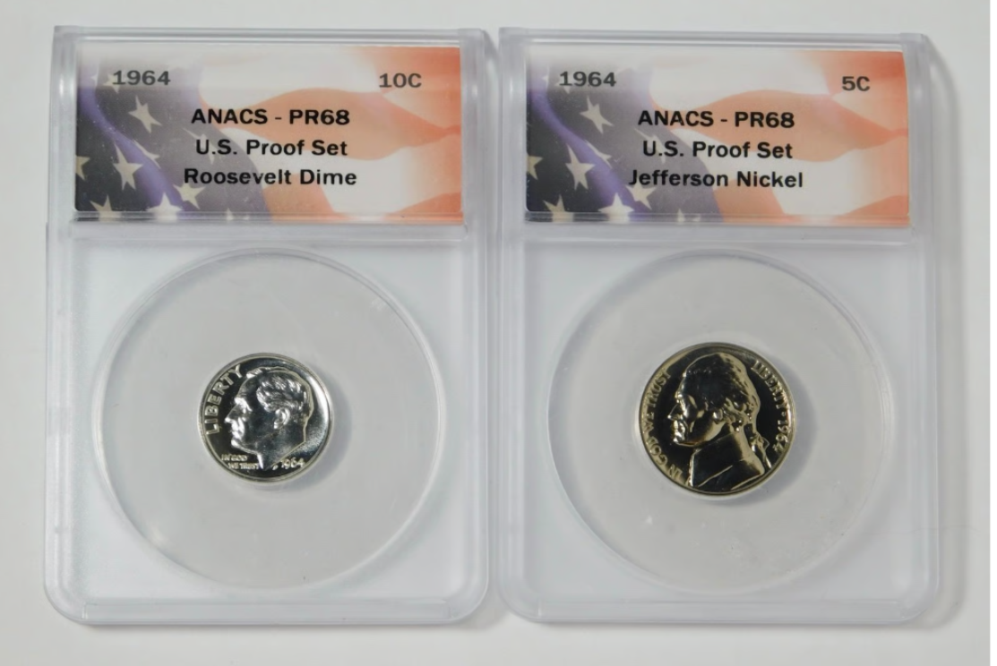 1964 Silver Proof Set HIGH GRADE! ANACS Proof 68 (5 Coins)