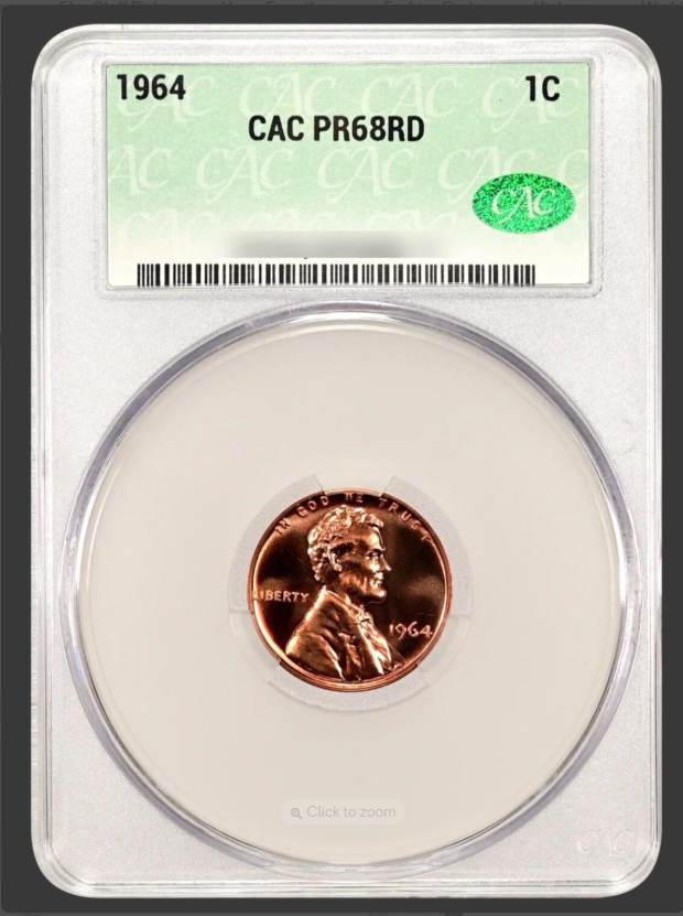 1964 Lincoln Cent CACG Graded Proof-68 RD