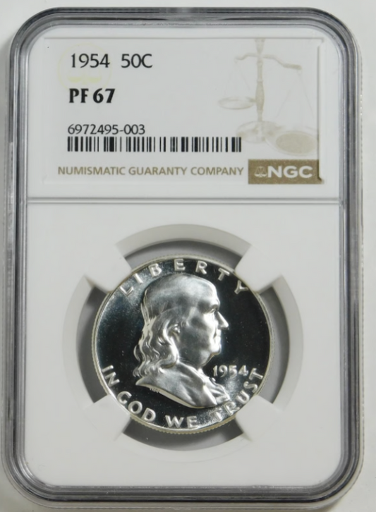 1954 Silver Franklin Half Dollar Nice Grade / Early Year NGC Proof-67