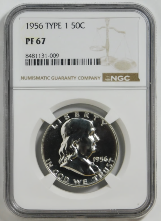 1956 Silver Franklin Half Dollar "RARE TYPE 1" NGC Proof-67
