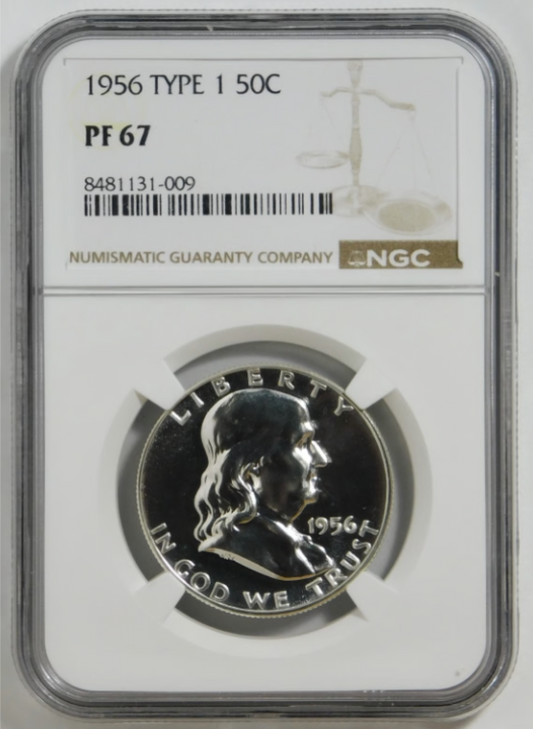 1956 Silver Franklin Half Dollar "RARE TYPE 1" NGC Proof-67