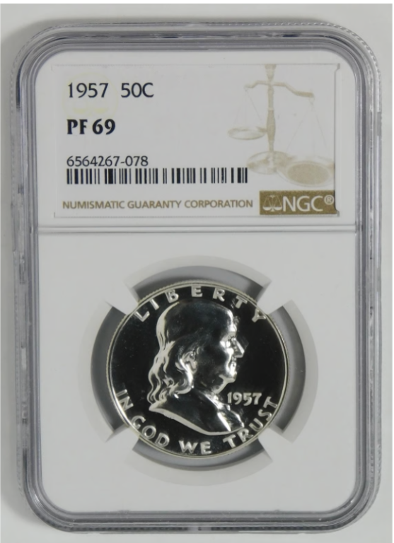 1957 Silver Franklin Half Dollar BIG GRADE!! Gem Proof 69