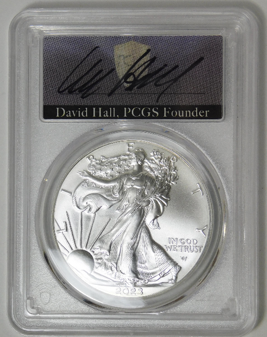 2023 Silver Eagle First Strike! PCGS MS-70 (David Hall Signed Label)
