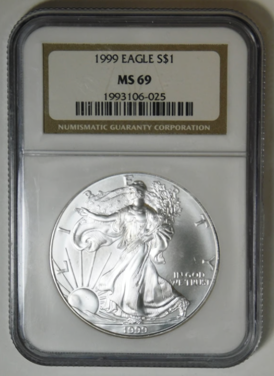 1999 $1 American Silver Eagle "Early Year" NGC MS-69