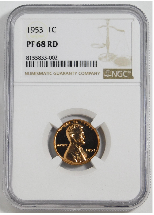 1953 Lincoln Cent NGC High Grade! NGC Proof-68 RD