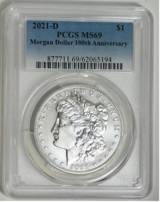 2021-D Morgan Silver Dollar 100th Anniversary PCGS Mint State 69