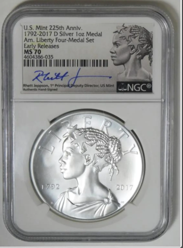 2017-D American Liberty Silver Medal "225th Anniversary" Top Grade! NGC MS-70