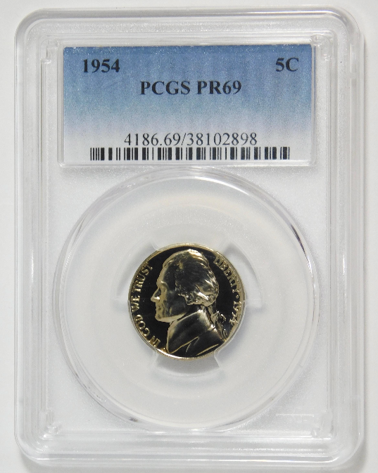 1954 Jefferson Nickel HIGH GRADE! PCGS Gem Proof 69