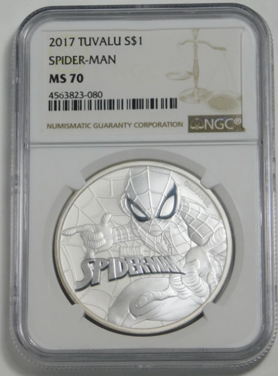 Tuvalu 2017 Silver Dollar Marvel "Spider-Man" NGC MS-70