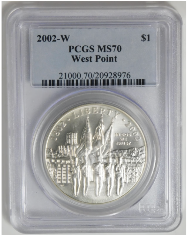 2002-W Commemorative "West Point" Silver Dollar Top Grade! PCGS MS-70