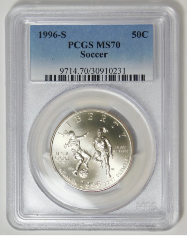 1996 S Commemorative "Soccer" Olympic Half Dollar TOP GRADE! PCGS MS-70