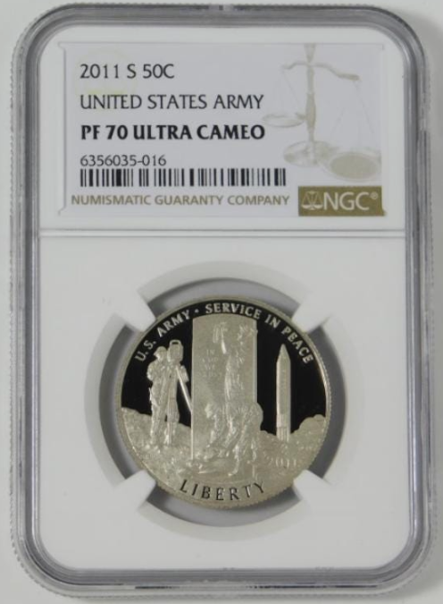 2011-S Commemorative "U.S. Army" Half Dollar TOP GRADE NGC Gem Proof 70UC
