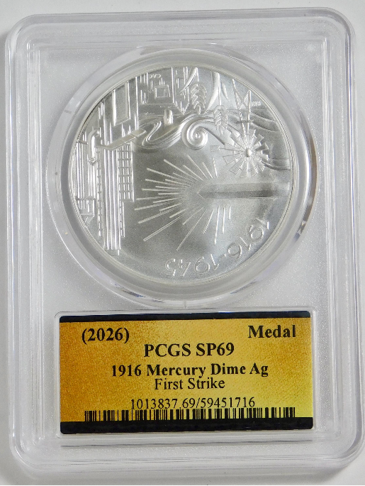 2026 Silver Mercury Dime Medal "250th Anniversary" First Strike PCGS SP-69
