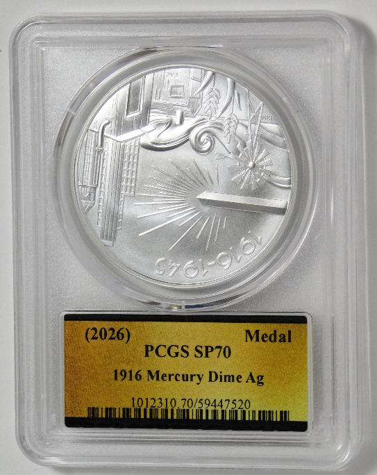 2026 Silver Mercury Dime Medal "250th Anniversary" First Strike PCGS SP-70