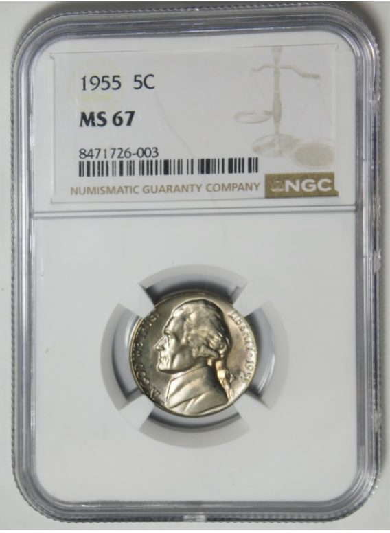 1955 Jefferson Nickel. LOW POP / HIGH GRADE NGC MS-67