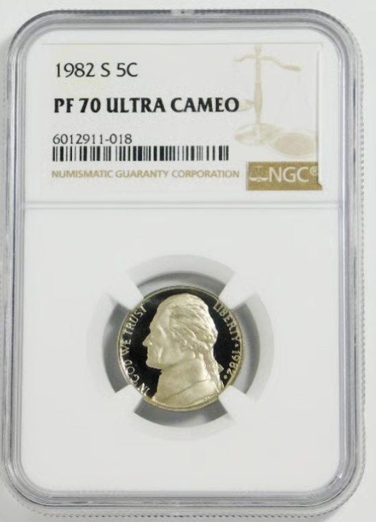 1982-S Jefferson Nickel TOP GRADE! NGC Gem Proof 70 Ultra Cameo