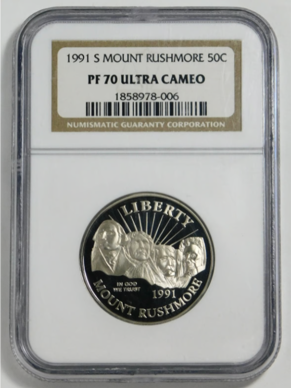 1991-S Mt. Rushmore "Golden Anniversary" Half Dollar NGC Proof-70 Ultra Cameo