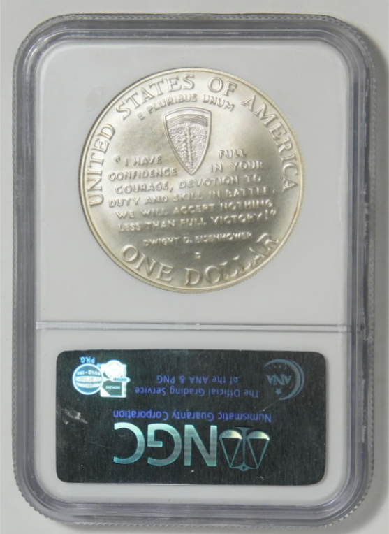 1991-95-D 50th Anniversary of World War II Silver Dollar TOP GRADE! NGC MS-70